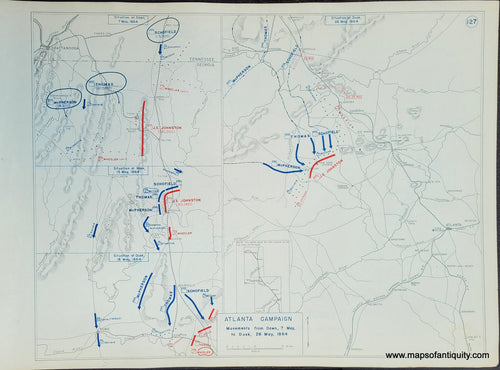 Genuine-Antique-Map-Atlanta-Campaign-Movements-from-Dawn-7-May-to-Dusk-26-May-1864-1948-Matthew-Forney-Steele-Dept-of-Military-Art-and-Engineering-US-Military-Academy-West-Point-Maps-Of-Antiquity