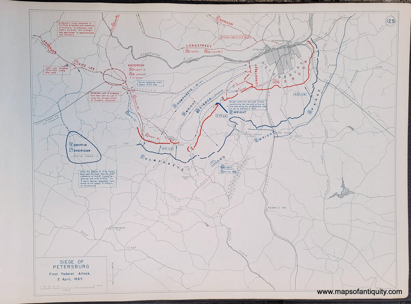 Genuine-Antique-Map-Siege-of-Petersburg-Final-Federal-Attack-2-April-1865-1948-Matthew-Forney-Steele-Dept-of-Military-Art-and-Engineering-US-Military-Academy-West-Point-Maps-Of-Antiquity