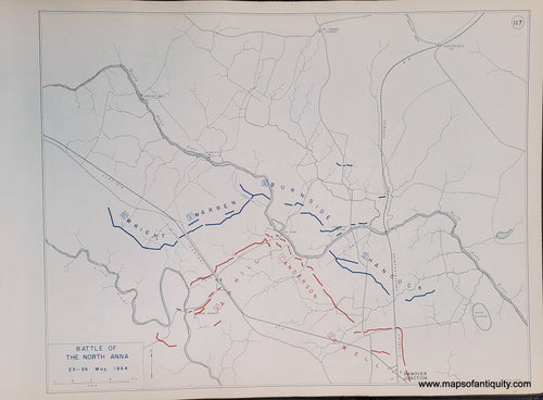 Genuine-Antique-Map-Battle-of-the-North-Anna-23-26-May-1864-1948-Matthew-Forney-Steele-Dept-of-Military-Art-and-Engineering-US-Military-Academy-West-Point-Maps-Of-Antiquity