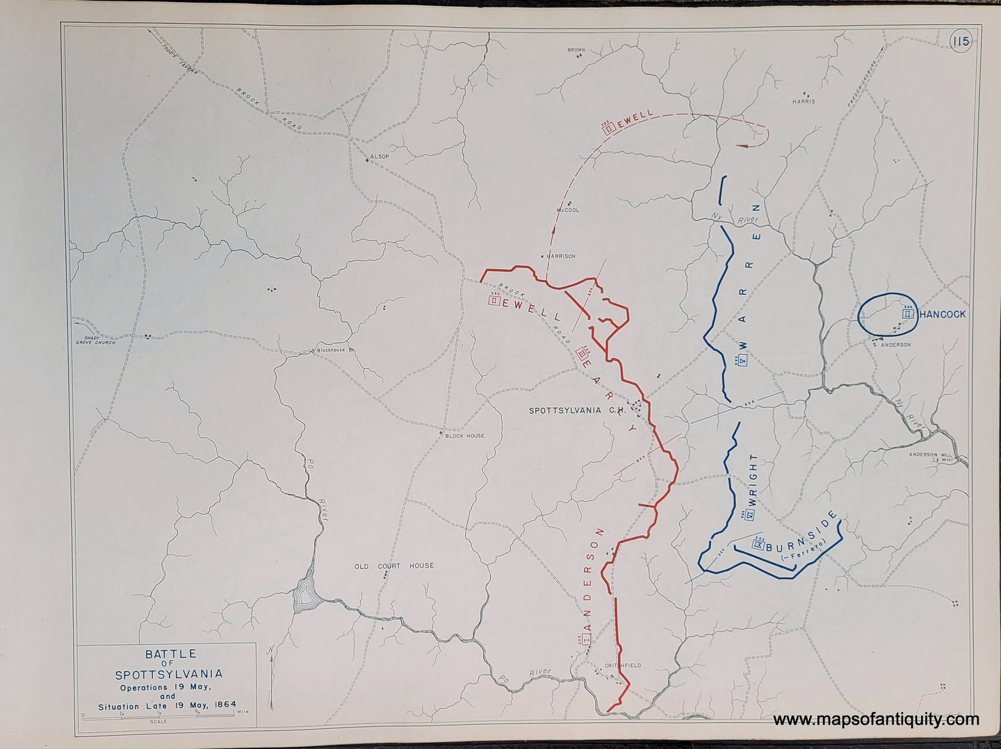 Genuine-Antique-Map-Battle-of-Spottsylvania-Operations-19-May-and-Situation-Late-19-May-1864-1948-Matthew-Forney-Steele-Dept-of-Military-Art-and-Engineering-US-Military-Academy-West-Point-Maps-Of-Antiquity