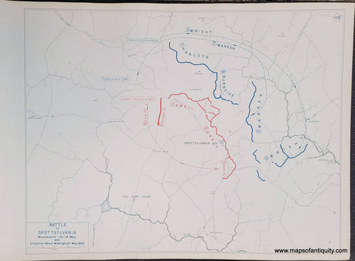 Genuine-Antique-Map-Battle-of-Spottsylvania-Movements-13-14-May-and-Situation-About-Midnight-14-May-1864-1948-Matthew-Forney-Steele-Dept-of-Military-Art-and-Engineering-US-Military-Academy-West-Point-Maps-Of-Antiquity