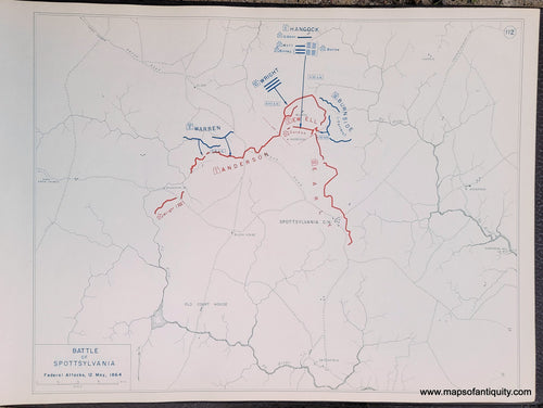 Genuine-Antique-Map-Battle-of-Spottsylvania-Federal-Attacks-12-May-1864-1948-Matthew-Forney-Steele-Dept-of-Military-Art-and-Engineering-US-Military-Academy-West-Point-Maps-Of-Antiquity