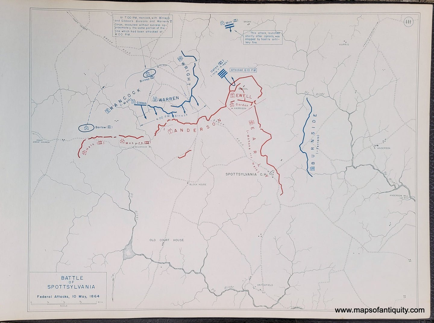 Genuine-Antique-Map-Battle-of-Spottsylvania-Federal-Attacks-10-May-1864-1948-Matthew-Forney-Steele-Dept-of-Military-Art-and-Engineering-US-Military-Academy-West-Point-Maps-Of-Antiquity