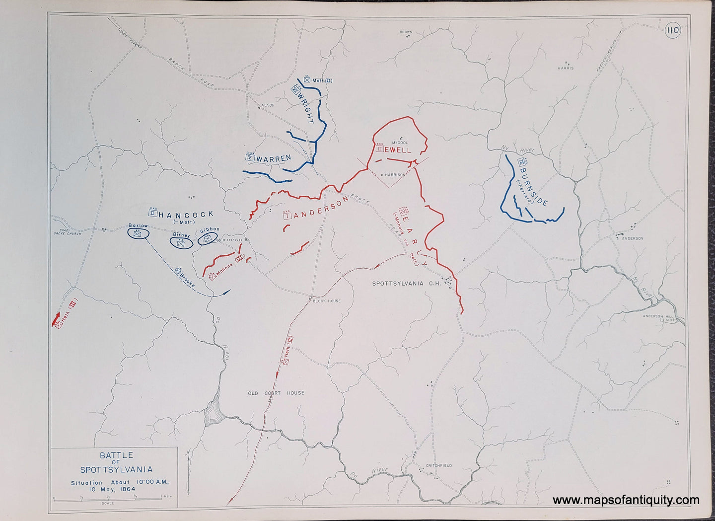 Genuine-Antique-Map-Battle-of-Spottsylvania-Situation-About-10-00-AM-10-May-1864-1948-Matthew-Forney-Steele-Dept-of-Military-Art-and-Engineering-US-Military-Academy-West-Point-Maps-Of-Antiquity