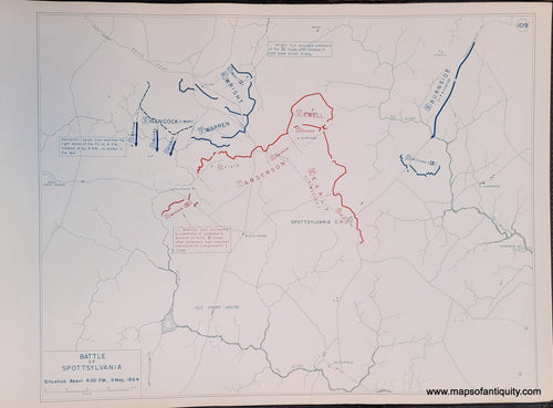 Genuine-Antique-Map-Battle-of-Spottsylvania-Situation-About-4-00-PM-9-May-1864-1948-Matthew-Forney-Steele-Dept-of-Military-Art-and-Engineering-US-Military-Academy-West-Point-Maps-Of-Antiquity