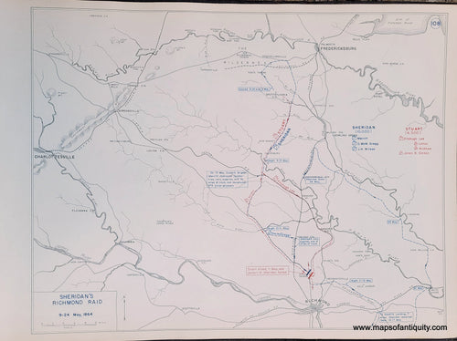 Genuine-Antique-Map-Sheridan's-Richmond-Raid-9-24-May-1864-1948-Matthew-Forney-Steele-Dept-of-Military-Art-and-Engineering-US-Military-Academy-West-Point-Maps-Of-Antiquity