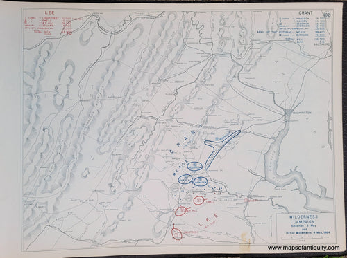 Genuine-Antique-Map-Battle-of-the-Wilderness-Situation-3-May-1864-and-Initial-Movements-4-May-1864-1948-Matthew-Forney-Steele-Dept-of-Military-Art-and-Engineering-US-Military-Academy-West-Point-Maps-Of-Antiquity