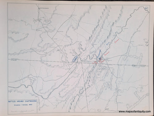 Genuine-Antique-Map-Battles-Around-Chattanooga-Situation-1-Oct-1863-1948-Matthew-Forney-Steele-Dept-of-Military-Art-and-Engineering-US-Military-Academy-West-Point-Maps-Of-Antiquity