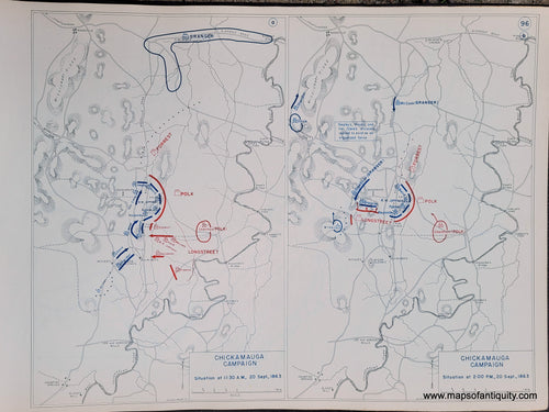 Genuine-Antique-Map-Chickamauga-Campaign-Situation-at-11-30-AM-20-Sept--1863-and-Situation-at-2-00-PM-20-Sept--1863-1948-Matthew-Forney-Steele-Dept-of-Military-Art-and-Engineering-US-Military-Academy-West-Point-Maps-Of-Antiquity