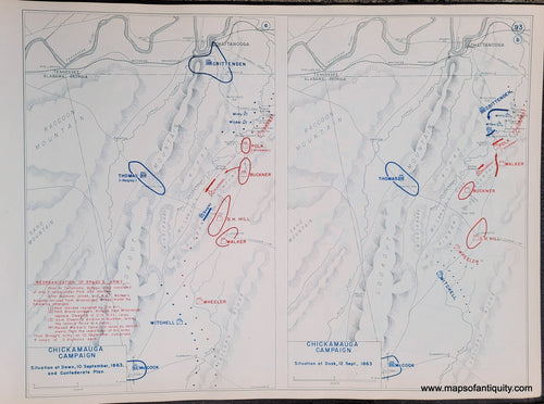 Genuine-Antique-Map-Chickamauga-Campaign-Situation-at-Dawn-10-Sept--1863-and-Confederate-Plan-and-Situation-at-Dusk-12-Sept--1863-1948-Matthew-Forney-Steele-Dept-of-Military-Art-and-Engineering-US-Military-Academy-West-Point-Maps-Of-Antiquity