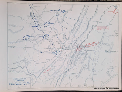 Genuine-Antique-Map-Chickamauga-Campaign-Situation-15-August-and-Union-Plan-of-Advance-Beginning-16-August-1863-1948-Matthew-Forney-Steele-Dept-of-Military-Art-and-Engineering-US-Military-Academy-West-Point-Maps-Of-Antiquity