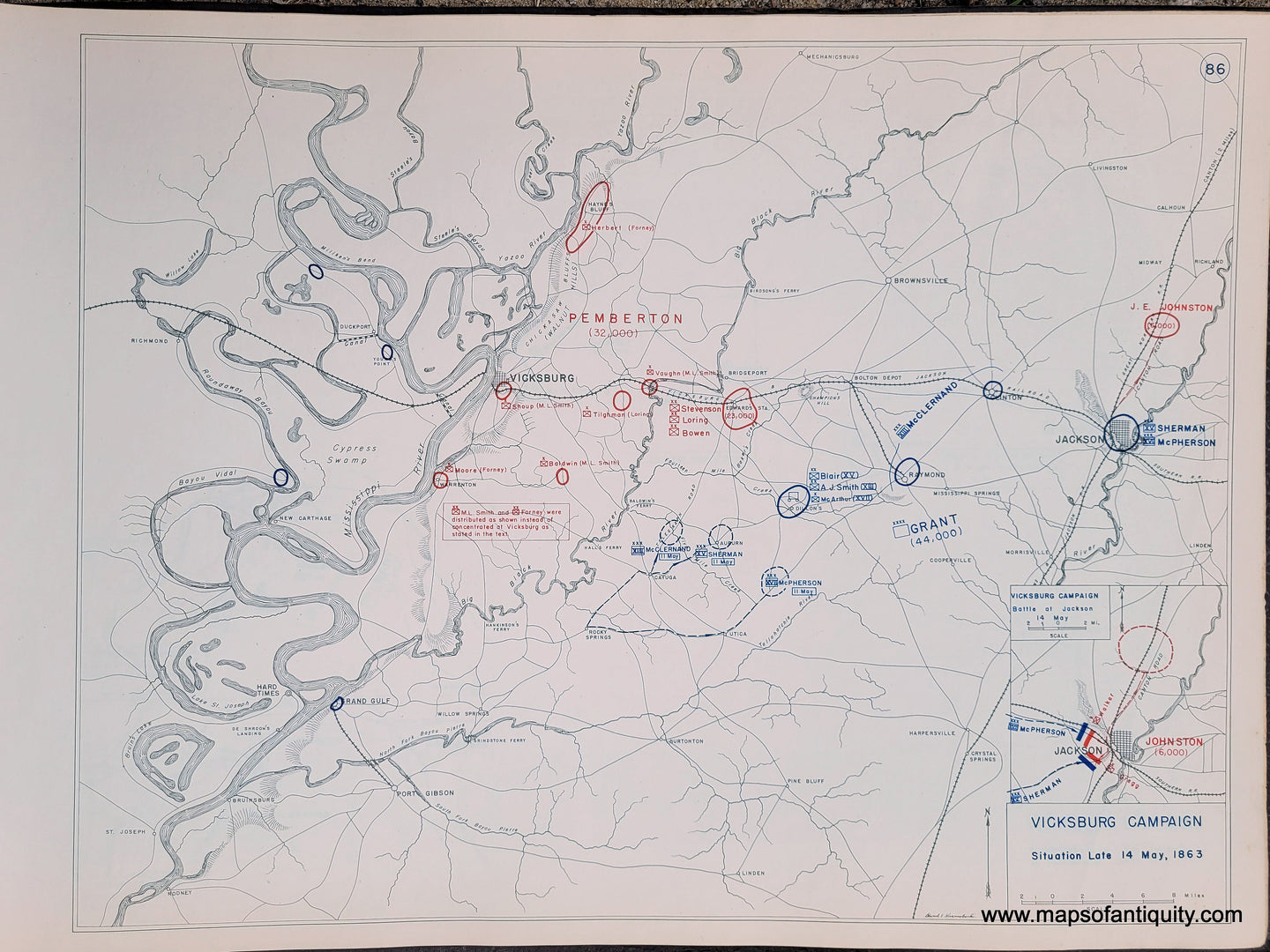 Genuine-Antique-Map-Vicksburg-Campaign-Situation-Late-14-May-1863-1948-Matthew-Forney-Steele-Dept-of-Military-Art-and-Engineering-US-Military-Academy-West-Point-Maps-Of-Antiquity