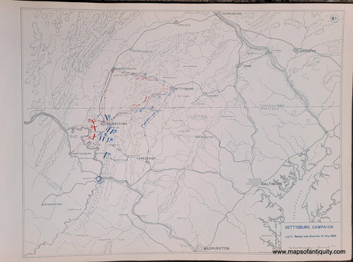 Genuine-Antique-Map-Gettysburg-Campaign-Lee's-Retreat-and-Situation-13-July-1863-1948-Matthew-Forney-Steele-Dept-of-Military-Art-and-Engineering-US-Military-Academy-West-Point-Maps-Of-Antiquity