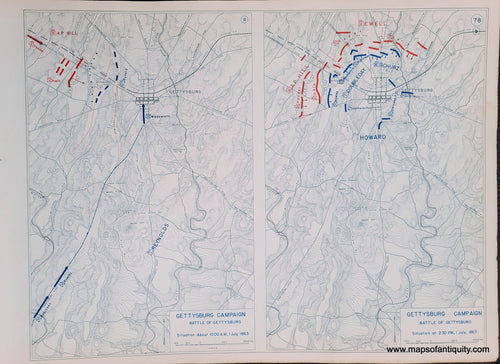 Genuine-Antique-Map-Gettysburg-Campaign-Battle-of-Gettysburg-Situation-About-10-00-AM-1-July-1863-and-Situation-at-2-30-PM-1-July-1863-1948-Matthew-Forney-Steele-Dept-of-Military-Art-and-Engineering-US-Military-Academy-West-Point-Maps-Of-Antiquity