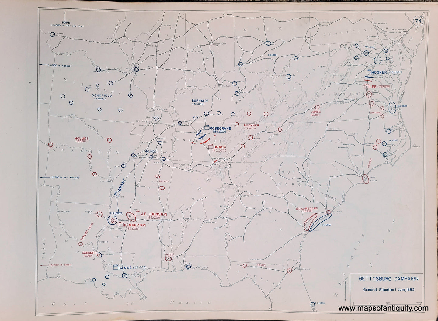 Genuine-Antique-Map-Gettysburg-Campaign-General-Situation-1-June-1863-1948-Matthew-Forney-Steele-Dept-of-Military-Art-and-Engineering-US-Military-Academy-West-Point-Maps-Of-Antiquity