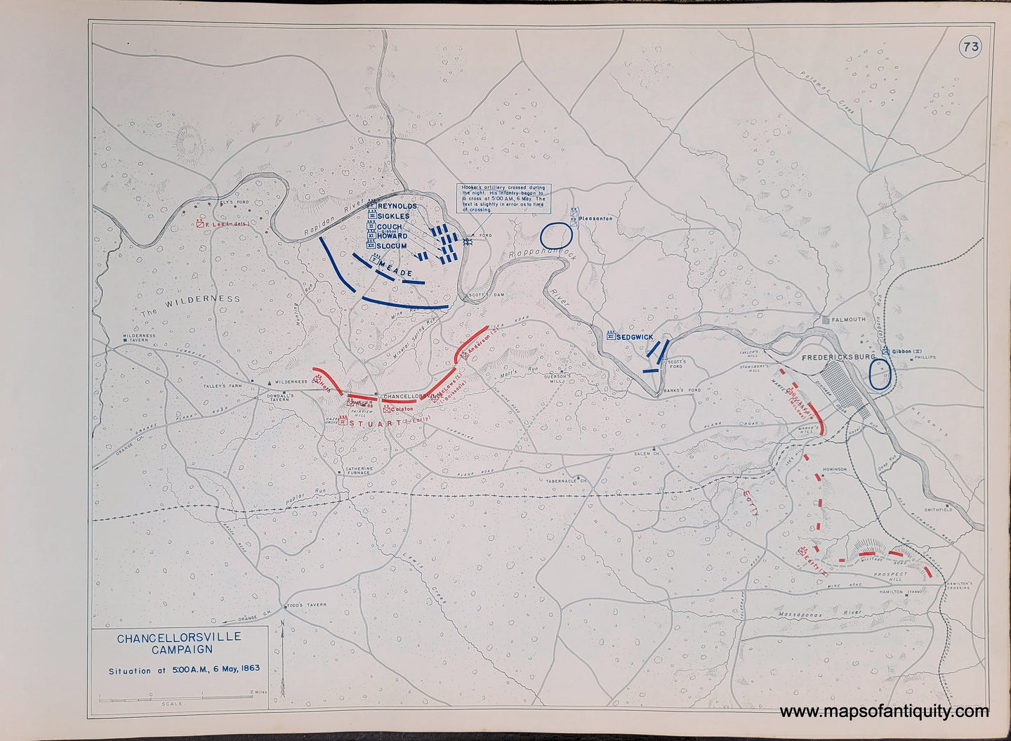 Genuine-Antique-Map-Chancellorsville-Campaign-Situation-at-5-00-AM-6-May-1863-1948-Matthew-Forney-Steele-Dept-of-Military-Art-and-Engineering-US-Military-Academy-West-Point-Maps-Of-Antiquity