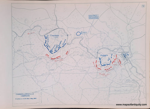 Genuine-Antique-Map-Chancellorsville-Campaign-Situation-at-6-00-PM-4-May-1863-1948-Matthew-Forney-Steele-Dept-of-Military-Art-and-Engineering-US-Military-Academy-West-Point-Maps-Of-Antiquity