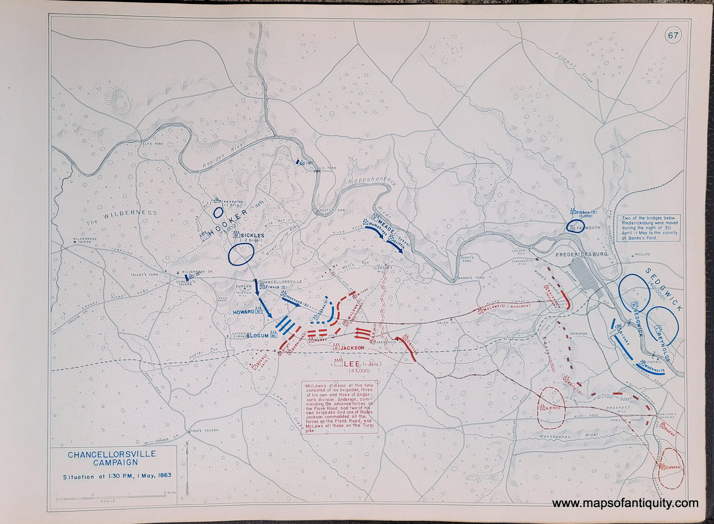 Genuine-Antique-Map-Chancellorsville-Campaign-Situation-at-1-30-PM-1-May-1863-1948-Matthew-Forney-Steele-Dept-of-Military-Art-and-Engineering-US-Military-Academy-West-Point-Maps-Of-Antiquity