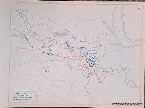 Genuine-Antique-Map-Chancellorsville-Campaign-Situation-Laye-30-April-1863-and-Movements-Since-27-April-1948-Matthew-Forney-Steele-Dept-of-Military-Art-and-Engineering-US-Military-Academy-West-Point-Maps-Of-Antiquity