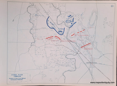 Genuine-Antique-Map-Stones-River-Campaign-Situation-at-Dark-3-Jan--1863-and-Confederate-Withdrawl-1948-Matthew-Forney-Steele-Dept-of-Military-Art-and-Engineering-US-Military-Academy-West-Point-Maps-Of-Antiquity