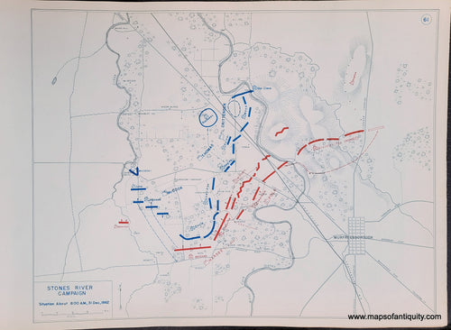 Genuine-Antique-Map-Stones-River-Campaign-Situation-About-8-00-AM-31-Dec--1862-1948-Matthew-Forney-Steele-Dept-of-Military-Art-and-Engineering-US-Military-Academy-West-Point-Maps-Of-Antiquity