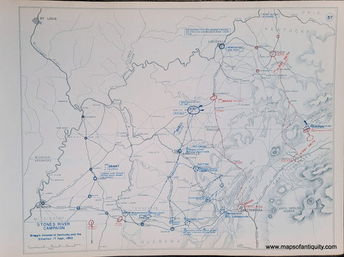 Genuine-Antique-Map-Stones-River-Campaign-Bragg's-Invasion-of-Kentucky-and-the-Situation-17-Sept--1862-1948-Matthew-Forney-Steele-Dept-of-Military-Art-and-Engineering-US-Military-Academy-West-Point-Maps-Of-Antiquity