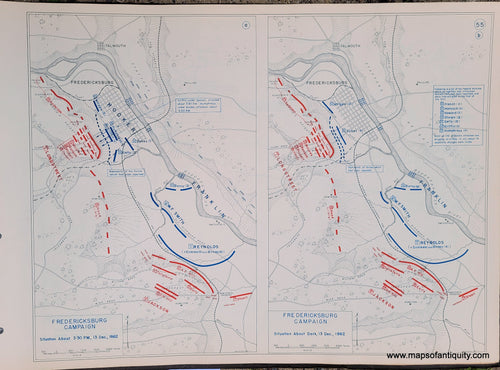 Genuine-Antique-Map-Fredericksburg-Campaign-Situation-About-3-30-PM-13-Dec--1862-and-Situation-After-Dark-13-Dec--1862-1948-Matthew-Forney-Steele-Dept-of-Military-Art-and-Engineering-US-Military-Academy-West-Point-Maps-Of-Antiquity