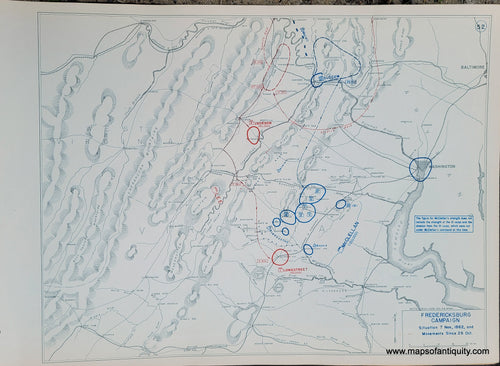 Genuine-Antique-Map-Fredericksburg-Campaign-Situation-7-Nov--1862-and-Movements-Since-26-Oct--1948-Matthew-Forney-Steele-Dept-of-Military-Art-and-Engineering-US-Military-Academy-West-Point-Maps-Of-Antiquity