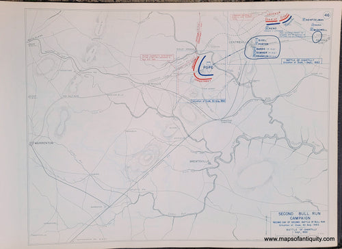 Genuine-Antique-Map-Second-Bull-Run-Campaign-Second-Day-of-Second-Battle-of-Bull-Run-Situation-at-Dusk-30-Aug--1862-Battle-of-Chantilly-1-Sept--1862-1948-Matthew-Forney-Steele-Dept-of-Military-Art-and-Engineering-US-Military-Academy-West-Point-Maps-Of-Antiquity