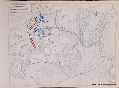 Genuine-Antique-Map-Second-Bull-Run-Campaign-Second-Day-of-Second-Battle-of-Bull-Run-Situation-About-4-00-PM-30-Aug--1862-1948-Matthew-Forney-Steele-Dept-of-Military-Art-and-Engineering-US-Military-Academy-West-Point-Maps-Of-Antiquity