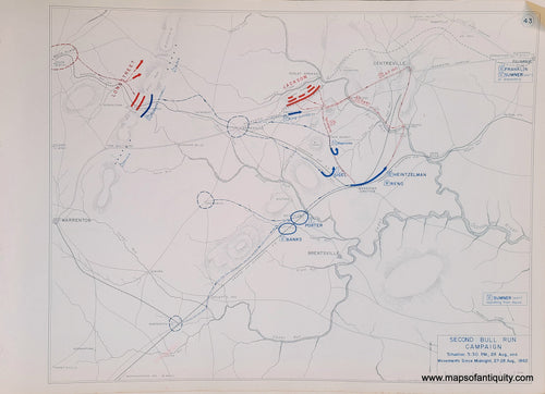 Genuine-Antique-Map-Second-Bull-Run-Campaign-Situation-5-30-PM-28-Aug--and-Movements-Since-Midnight-27-28-Aug--1862-1948-Matthew-Forney-Steele-Dept-of-Military-Art-and-Engineering-US-Military-Academy-West-Point-Maps-Of-Antiquity