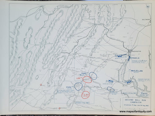 Genuine-Antique-Map-Second-Bull-Run-Campaign-Situations-17-Aug-and-24-Aug--1862-1948-Matthew-Forney-Steele-Dept-of-Military-Art-and-Engineering-US-Military-Academy-West-Point-Maps-Of-Antiquity