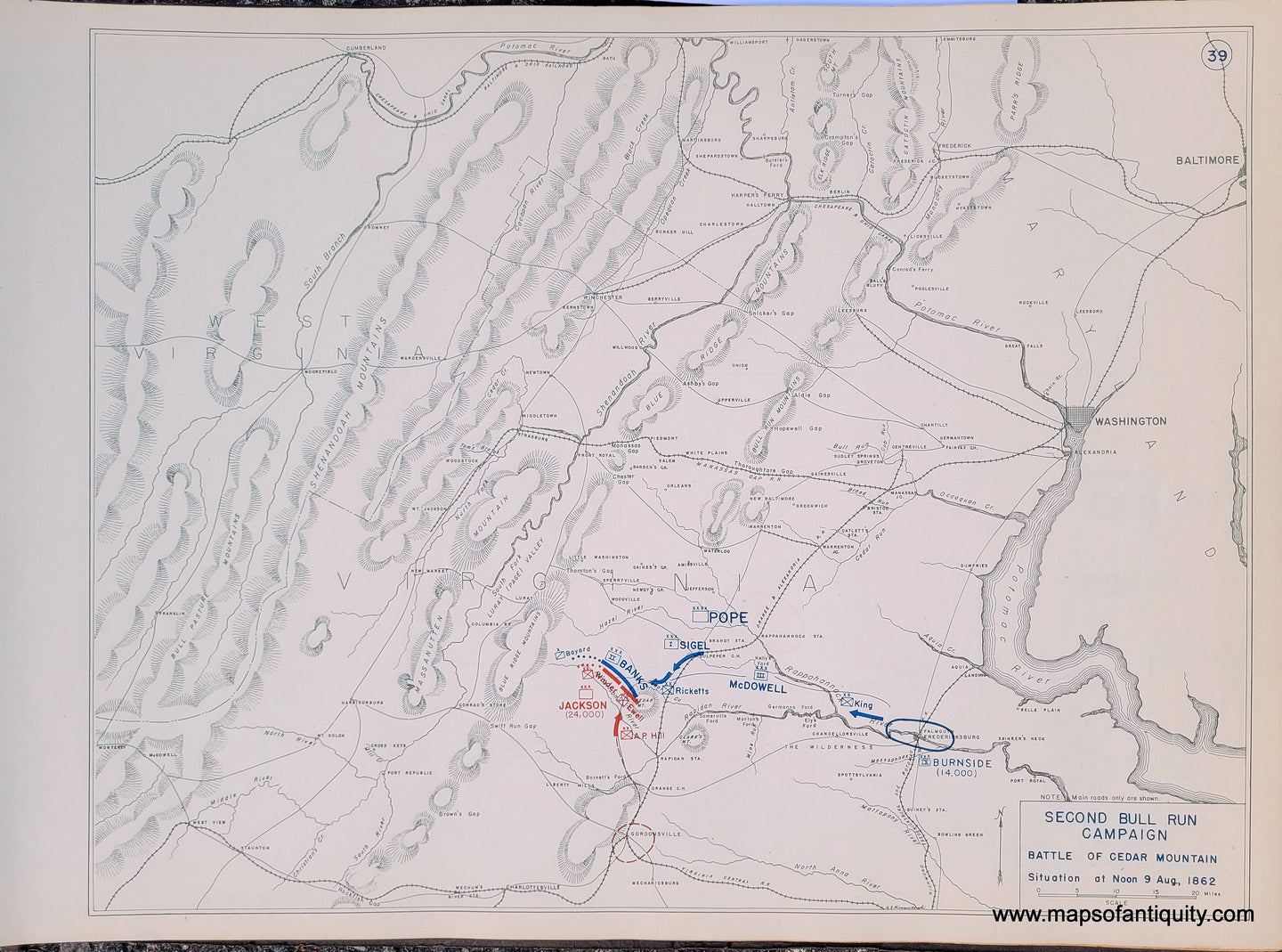 Genuine-Antique-Map-Second-Bull-Run-Campaign-Battle-of-Cedar-Mountain-Situation-at-Noon-9-Aug--1862-1948-Matthew-Forney-Steele-Dept-of-Military-Art-and-Engineering-US-Military-Academy-West-Point-Maps-Of-Antiquity