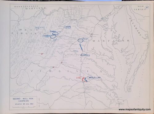 Genuine-Antique-Map-Second-Bull-Run-Campaign-Situation-26-June-1862-1948-Matthew-Forney-Steele-Dept-of-Military-Art-and-Engineering-US-Military-Academy-West-Point-Maps-Of-Antiquity