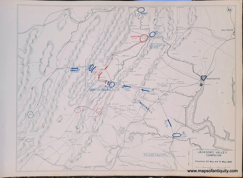 Genuine-Antique-Map-Jackson's-Valley-Campaign-Situations-29-May-and-31-May-1862-1948-Matthew-Forney-Steele-Dept-of-Military-Art-and-Engineering-US-Military-Academy-West-Point-Maps-Of-Antiquity