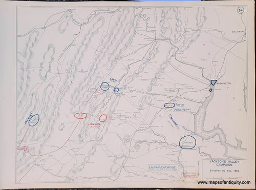 Genuine-Antique-Map-Jackson's-Valley-Campaign-Situation-20-May-1862-1948-Matthew-Forney-Steele-Dept-of-Military-Art-and-Engineering-US-Military-Academy-West-Point-Maps-Of-Antiquity