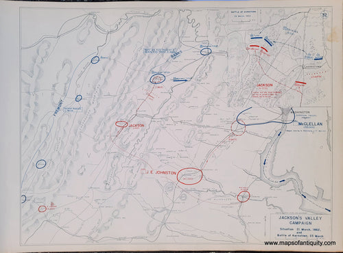 Genuine-Antique-Map-Jackson's-Valley-Campaign-Situation-21-March-1862-and-Battle-of-Kernstown-23-March-1948-Matthew-Forney-Steele-Dept-of-Military-Art-and-Engineering-US-Military-Academy-West-Point-Maps-Of-Antiquity