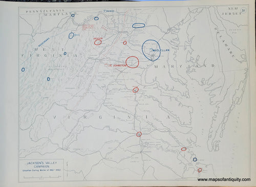 Genuine-Antique-Map-Jackson's-Valley-Campaign-Situation-During-Winter-fo-1861-1862-1948-Matthew-Forney-Steele-Dept-of-Military-Art-and-Engineering-US-Military-Academy-West-Point-Maps-Of-Antiquity