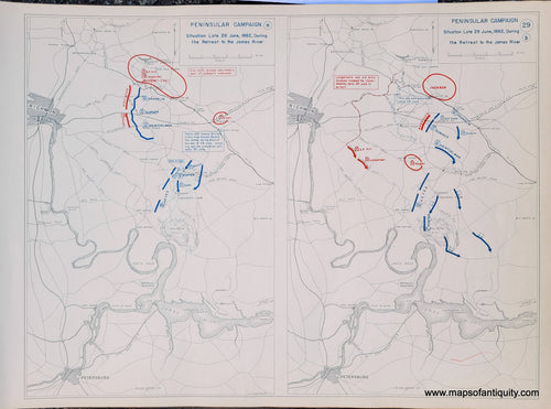 Genuine-Antique-Map-Peninsular-Campaign-Situation-Late-28-June-and-Late-29-June-1862-During-the-Retreat-to-the-James-River-1948-Matthew-Forney-Steele-Dept-of-Military-Art-and-Engineering-US-Military-Academy-West-Point-Maps-Of-Antiquity