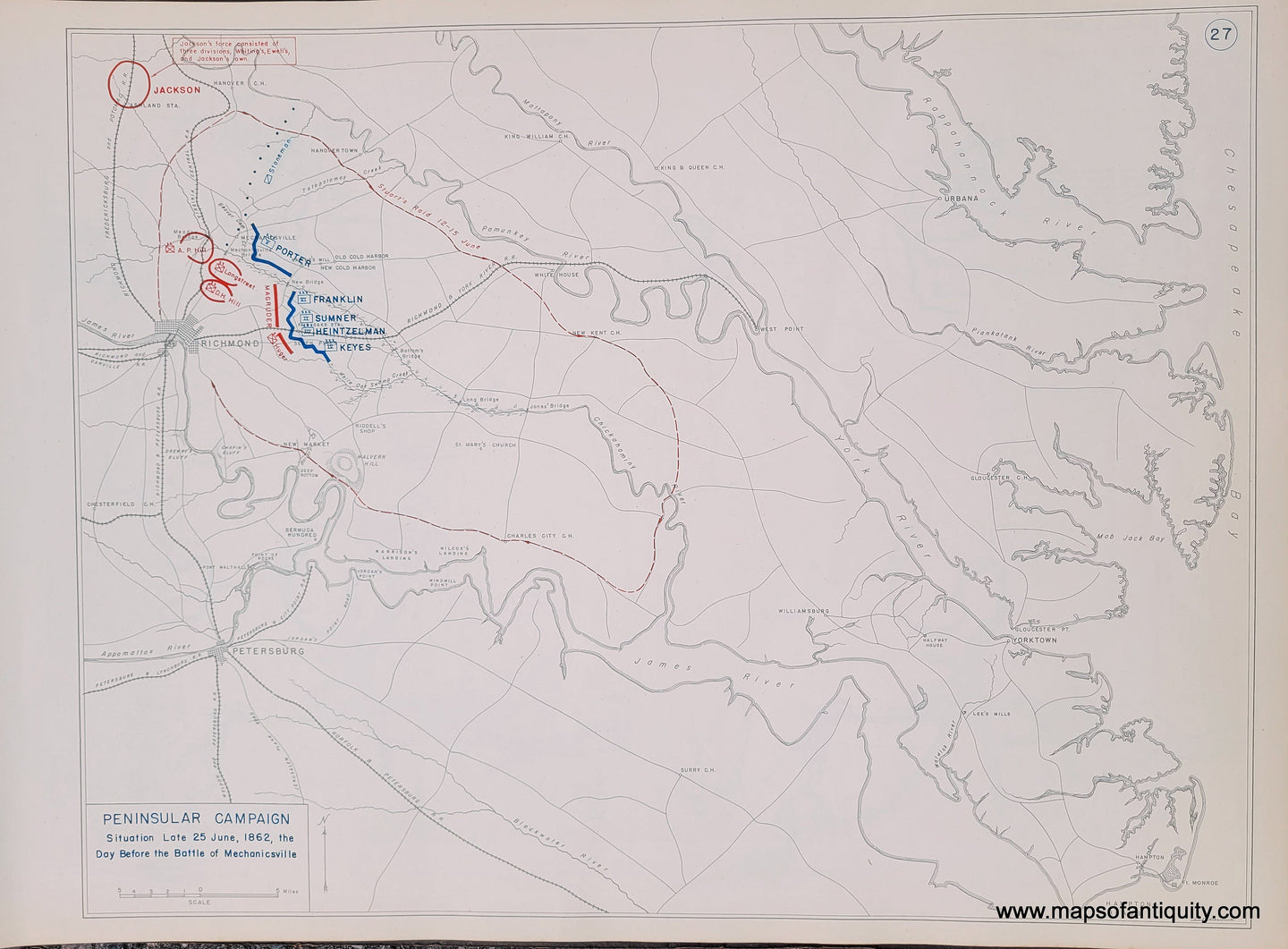 Genuine-Antique-Map-Peninsular-Campaign-Situation-Late-25-June-1862-the-Day-Before-the-Battle-of-Mechanicsville-1948-Matthew-Forney-Steele-Dept-of-Military-Art-and-Engineering-US-Military-Academy-West-Point-Maps-Of-Antiquity