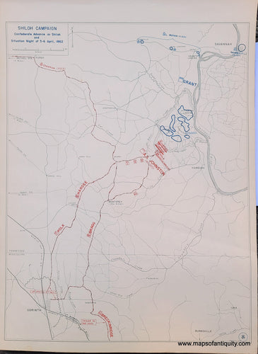 Genuine-Antique-Map-Shiloh-Campaign-Confederate-Advance-on-Shiloh-and-Situation-Night-of-5-6-April-1862-1948-Matthew-Forney-Steele-Dept-of-Military-Art-and-Engineering-US-Military-Academy-West-Point-Maps-Of-Antiquity