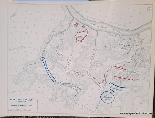 Genuine-Antique-Map-Henry-and-Donelson-Campaign-Situation-at-Noon-15-Feb--1862-1948-Matthew-Forney-Steele-Dept-of-Military-Art-and-Engineering-US-Military-Academy-West-Point-Maps-Of-Antiquity