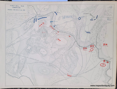 Genuine-Antique-Map-First-Bull-Run-Campaign-Situation-11-30-AM-21-July-1861-1948-Matthew-Forney-Steele-Dept-of-Military-Art-and-Engineering-US-Military-Academy-West-Point-Maps-Of-Antiquity