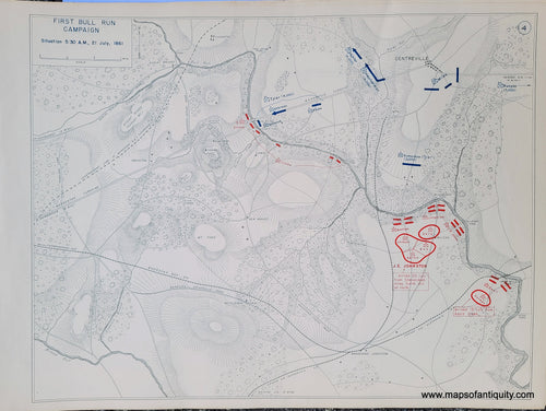 Genuine-Antique-Map-First-Bull-Run-Campaign-Situation-5-30-AM-21-July-1861-1948-Matthew-Forney-Steele-Dept-of-Military-Art-and-Engineering-US-Military-Academy-West-Point-Maps-Of-Antiquity