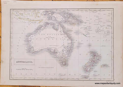 Genuine-Antique-Map-Australasia-Australia-New-Zealand-Oceania-Oceanica--1841-Black-Maps-Of-Antiquity