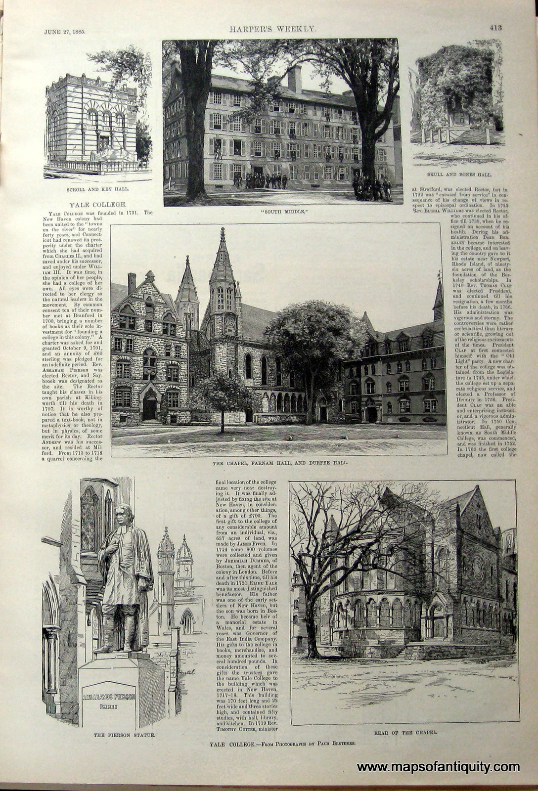 Black-and-White-Antique-Map-Yale-College---From-Photographs-by-Pach-Brothers--Colleges-Yale-1885-Harper's-Weekly-Maps-Of-Antiquity