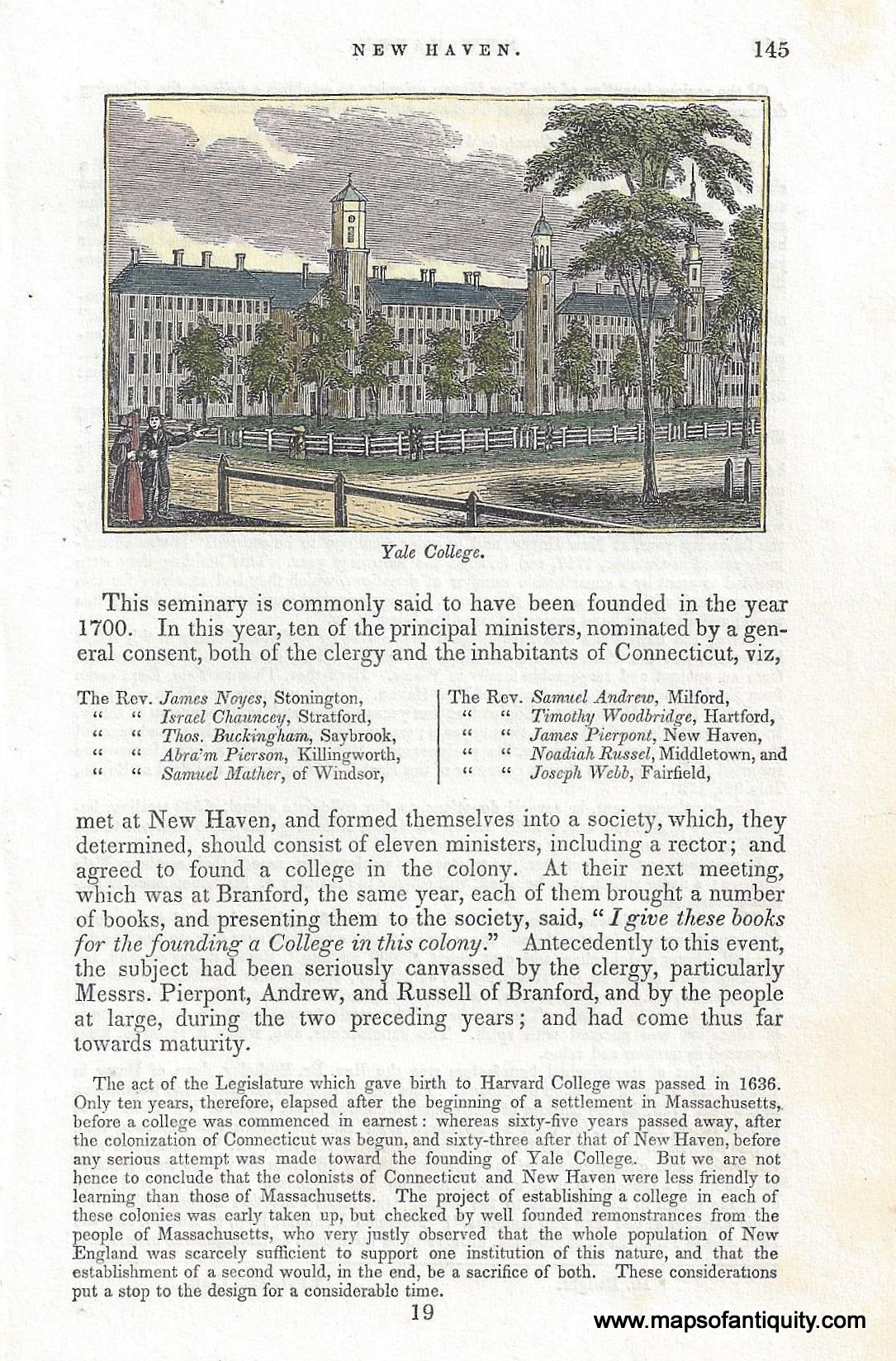 COL014-Antique-Print-View-Yale-College-University-New-Haven-Conn-CT-Connescticut-1840-Barber