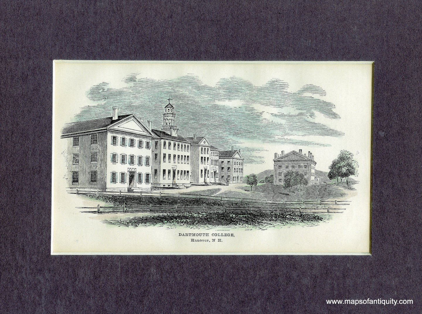 Hand-Colored-Engraved-Illustration-Dartmouth-College-Hanover-N.H.**********-Colleges--1857-Barber-Maps-Of-Antiquity