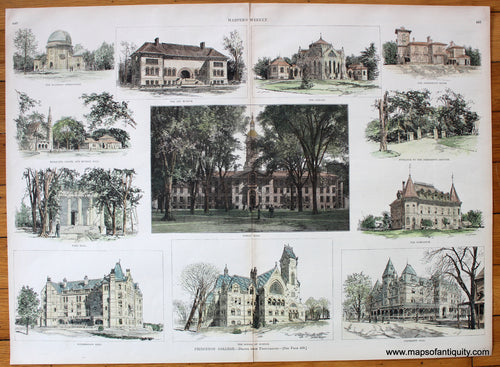 Hand-Colored-Antique-Print-Princeton-College-**********-Colleges-Princeton-1887-Harper's-Weekly-Maps-Of-Antiquity