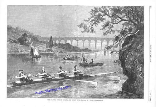 Black-and-White-Antique-Illustration-The-Columbia-College-Regatta--The-Henley-Four-Antique-Prints-Sports-Prints-1873-Harper's-Weekly-Maps-Of-Antiquity